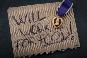 Homeless wounded veteran sign
